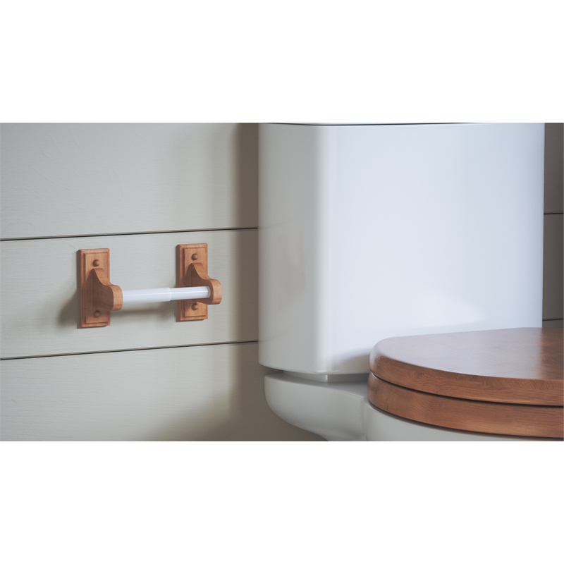 Bowery Hill 6.14 Inch Double-Post Wood Toilet Paper Holder in Oak