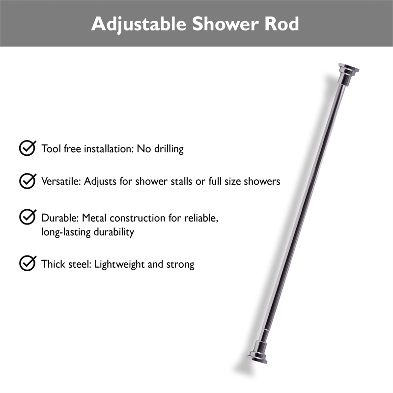 Bowery Hill Classic Adjustable 42 to 72 Inch Shower Rod in Polished Chrome