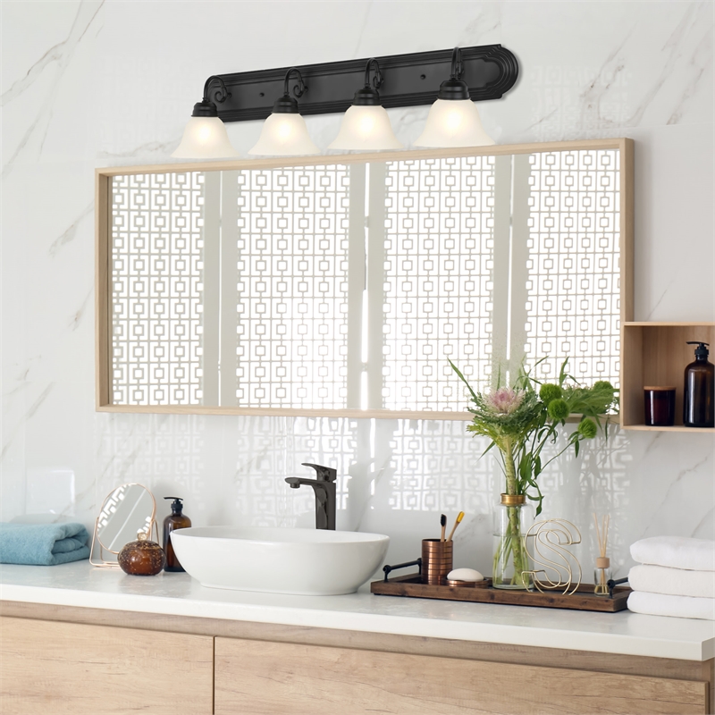 Bowery Hill 4-Light Stainless Steel Vanity Light in Matte Black