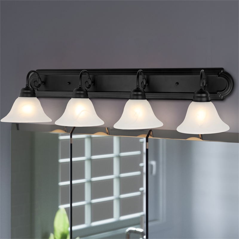 Bowery Hill 4-Light Stainless Steel Vanity Light in Matte Black