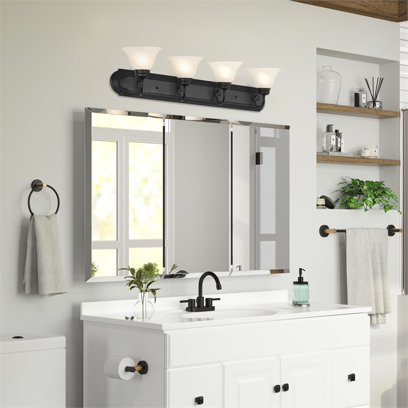 Bowery Hill 4-Light Stainless Steel Vanity Light in Matte Black