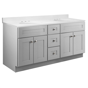 Bowery Hill 61 Inch Bathroom Vanity with Marble Top in Gray Assembled