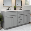 Bowery Hill 61 Inch Bathroom Vanity with Marble Top in Gray Assembled