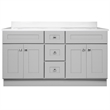 Bowery Hill 61 Inch Bathroom Vanity with Marble Top in Gray Assembled