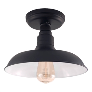 Bowery Hill 1-Light Stainless Steel Ceiling Light in Matte Black