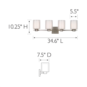 Bowery Hill 4-Light Dual Glass Steel Vanity Light in Brushed Nickel