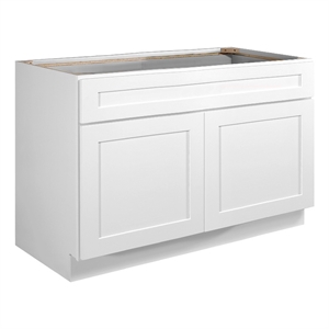 Bowery Hill Ready to Assemble Wood Cabinet in White 48 x 24 x 34.5 In