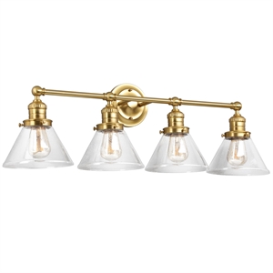 Bowery Hill 4-Light Stainless Steel Bath Vanity Light in Black/Gold
