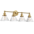 Bowery Hill 4-Light Stainless Steel Bath Vanity Light in Black/Gold