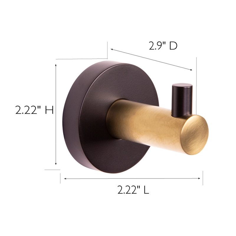 Bowery Hill Contemporary Zinc Brass Robe Hook in Matte Black and Gold