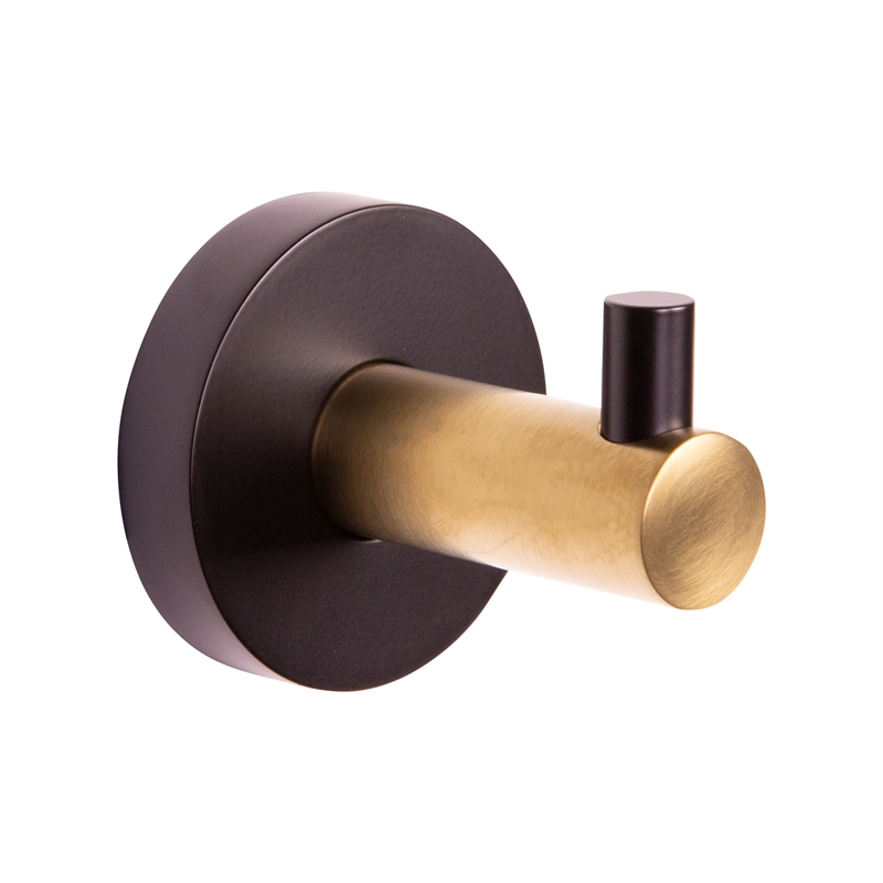 Bowery Hill Contemporary Zinc Brass Robe Hook in Matte Black and Gold