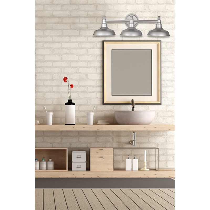 Bowery Hill 3-Light Stainless Steel Vanity Light in Galvanized Paint
