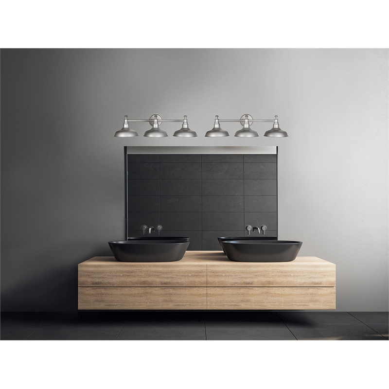 Bowery Hill 3-Light Stainless Steel Vanity Light in Galvanized Paint