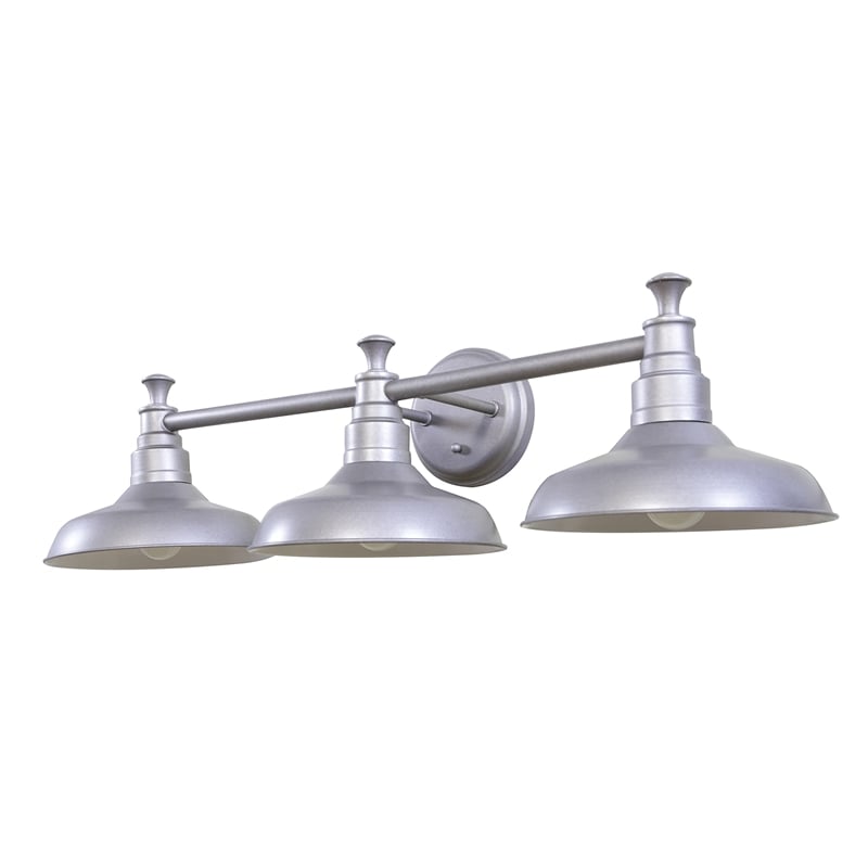 Bowery Hill 3-Light Stainless Steel Vanity Light in Galvanized Paint