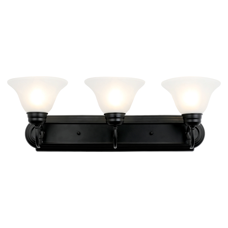 Bowery Hill 3-Light Stainless Steel Vanity Light in Matte Black