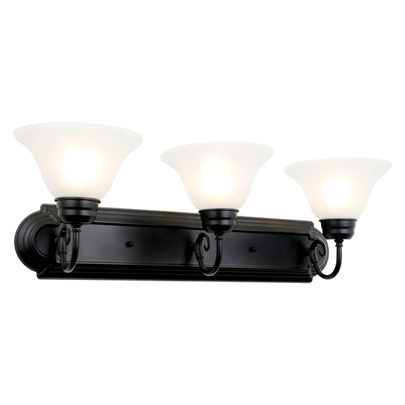 Bowery Hill 3-Light Stainless Steel Vanity Light in Matte Black