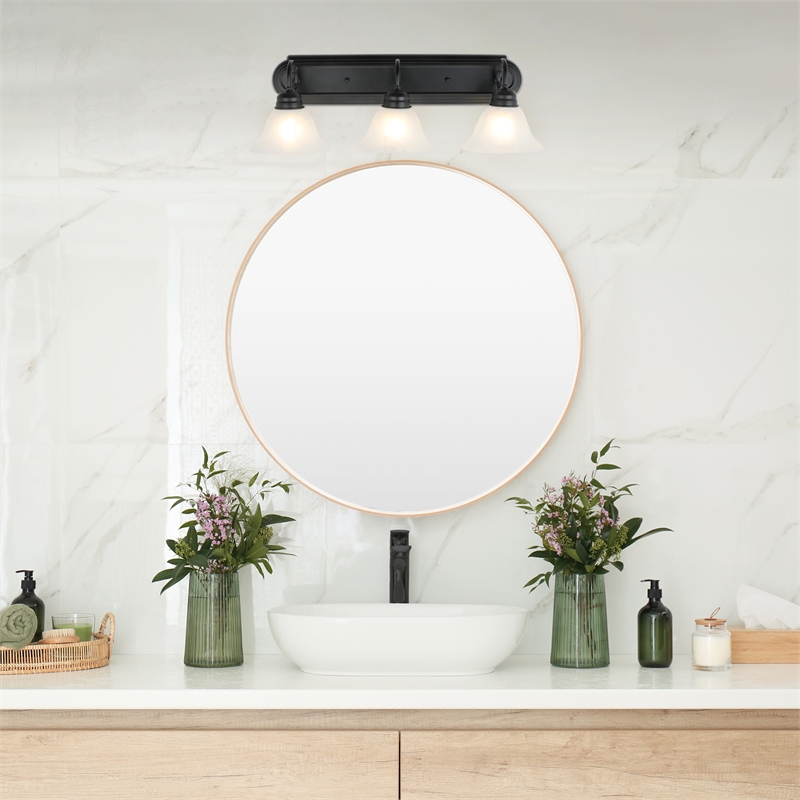 Bowery Hill 3-Light Stainless Steel Vanity Light in Matte Black