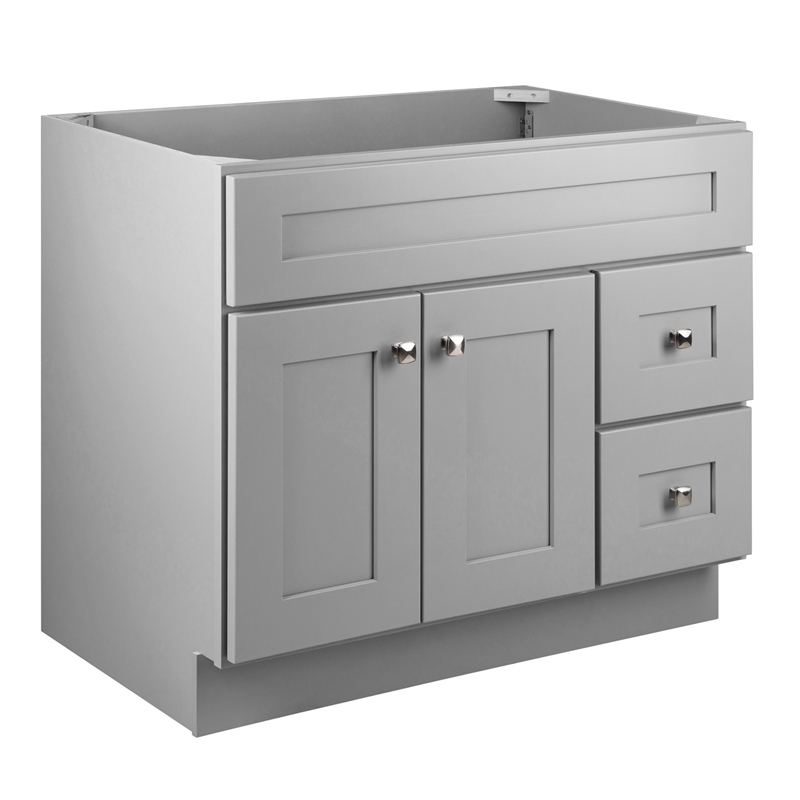 Bowery Hill 36 Inch Shaker Wood Bathroom Vanity in Gray Fully Assembled
