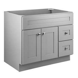 Bowery Hill 36 Inch Shaker Wood Bathroom Vanity in Gray Fully Assembled