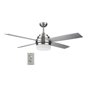 Bowery Hill 52 Inch LED Stainless Steel Ceiling Fan in Brushed Nickel