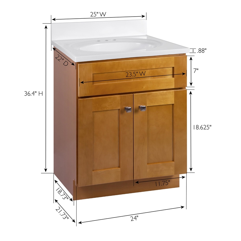 Bowery Hill 25 Inch Vanity in Modern Birch with White Marble Top