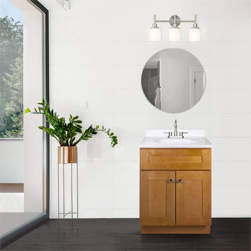 Bowery Hill 25 Inch Vanity in Modern Birch with White Marble Top