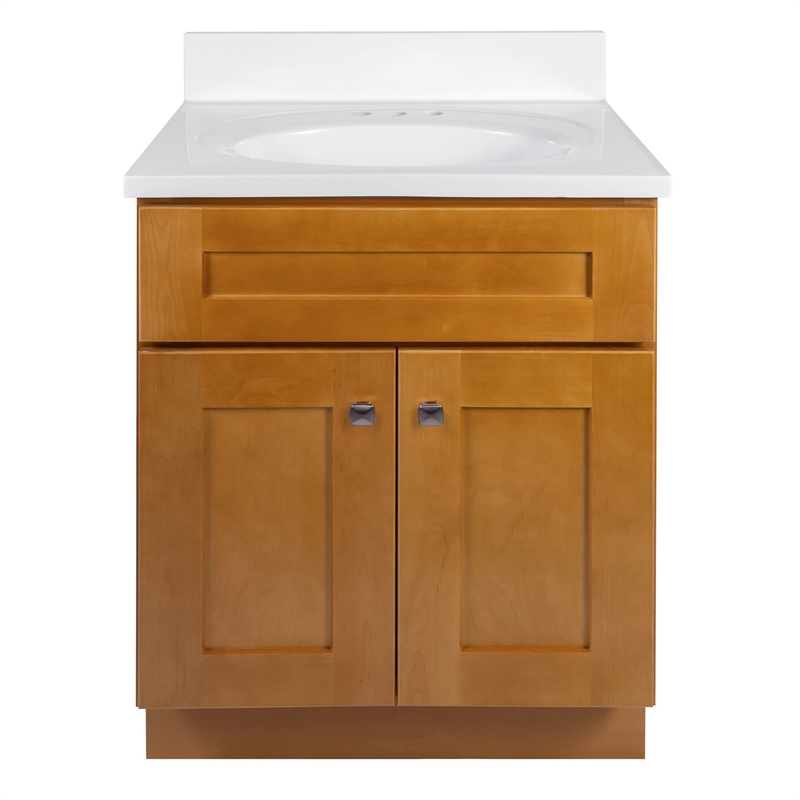 Bowery Hill 25 Inch Vanity in Modern Birch with White Marble Top