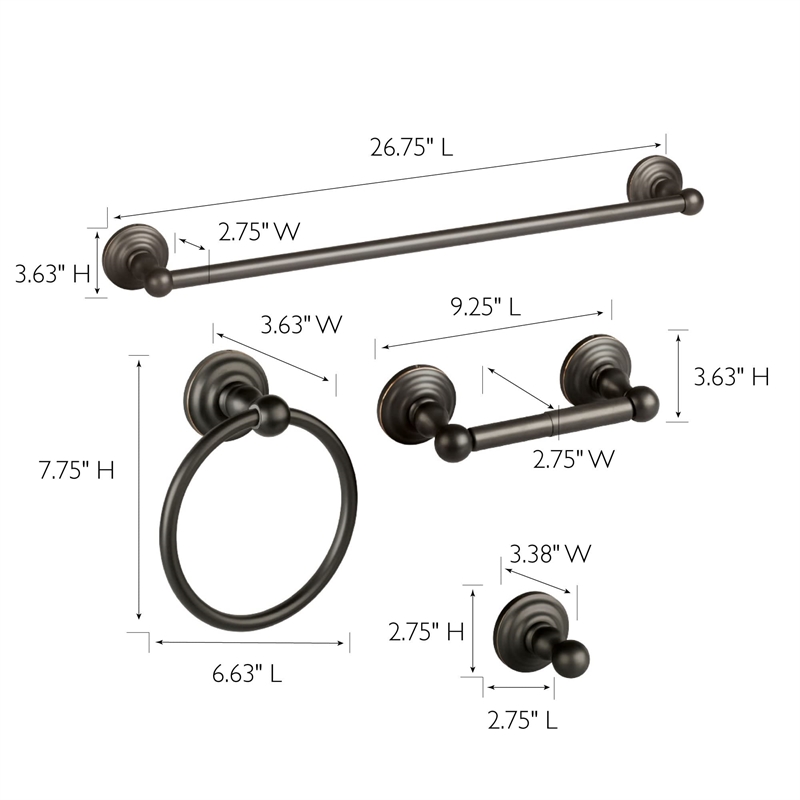 Bowery Hill 4-Piece Metal Bathroom Accessory Kit in Oil Rubbed Bronze