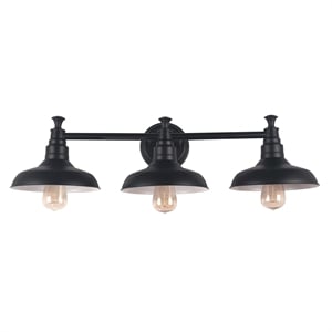 Bowery Hill 3-Light Seedy Glass Cone Vanity Light in Matte Black