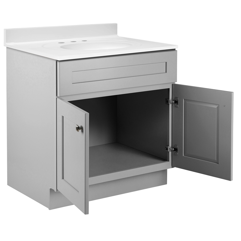 Bowery Hill 31-Inch Marble-Top Bathroom Vanity in Sherwin Williams Gray