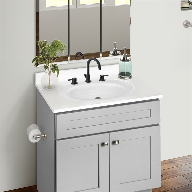 Bowery Hill 31-Inch Marble-Top Bathroom Vanity in Sherwin Williams Gray