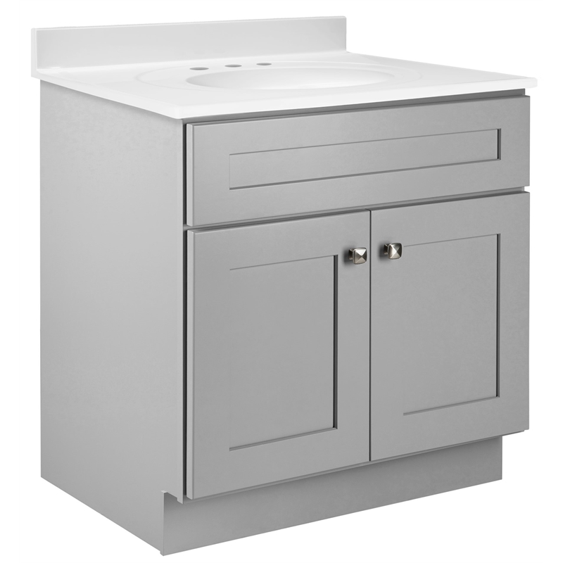 Bowery Hill 31-Inch Marble-Top Bathroom Vanity in Sherwin Williams Gray