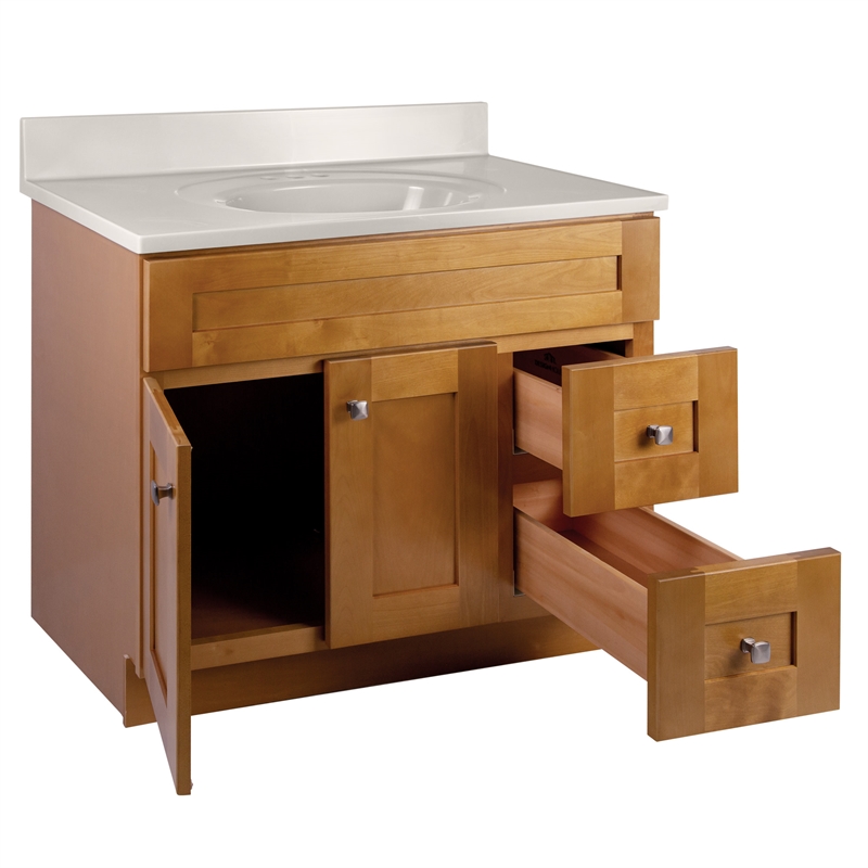 Bowery Hill 37-Inch Solid Wood Vanity with Marble Top in Birch
