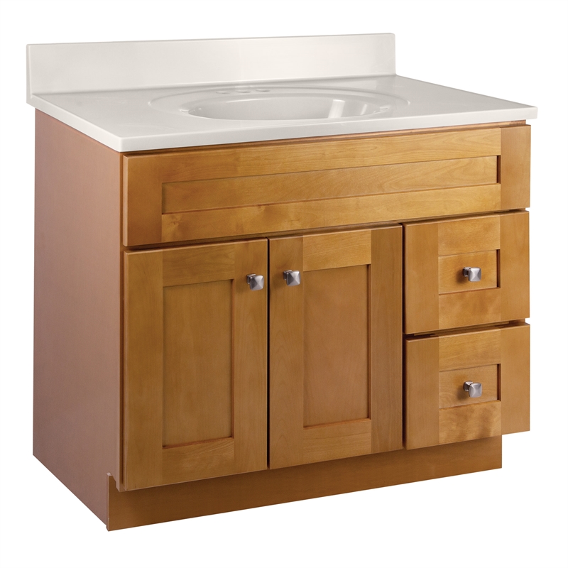 Bowery Hill 37-Inch Solid Wood Vanity with Marble Top in Birch