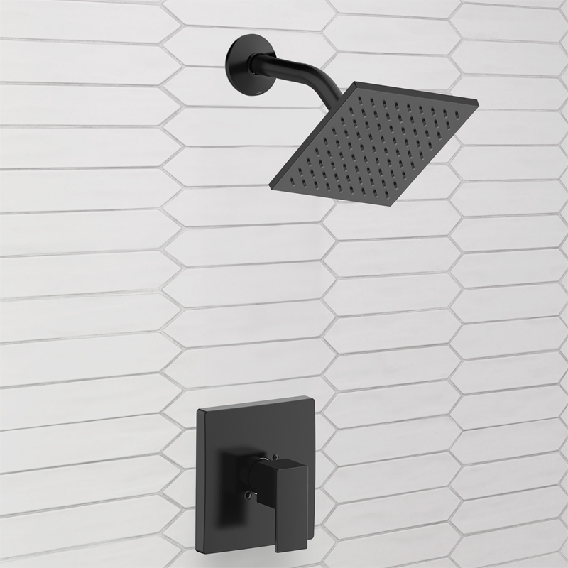 Bowery Hill Single-Handle Brass Valve Trim with Square Plate in Matte Black