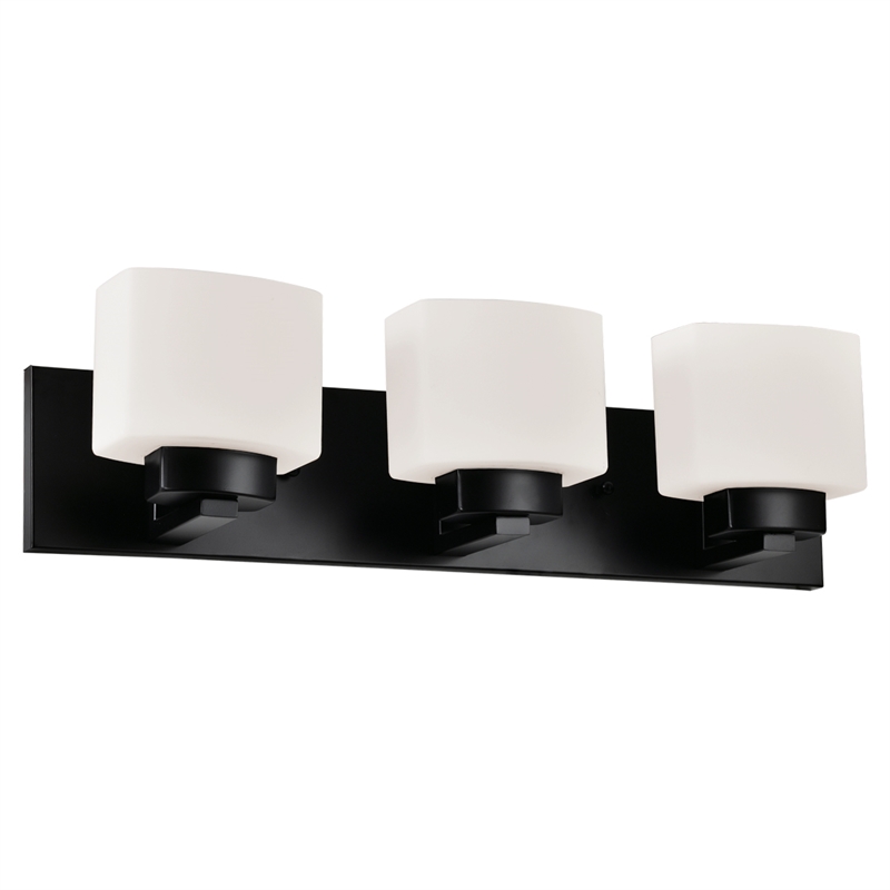 Bowery Hill 3-Light Stainless Steel Vanity Light in Matte Black