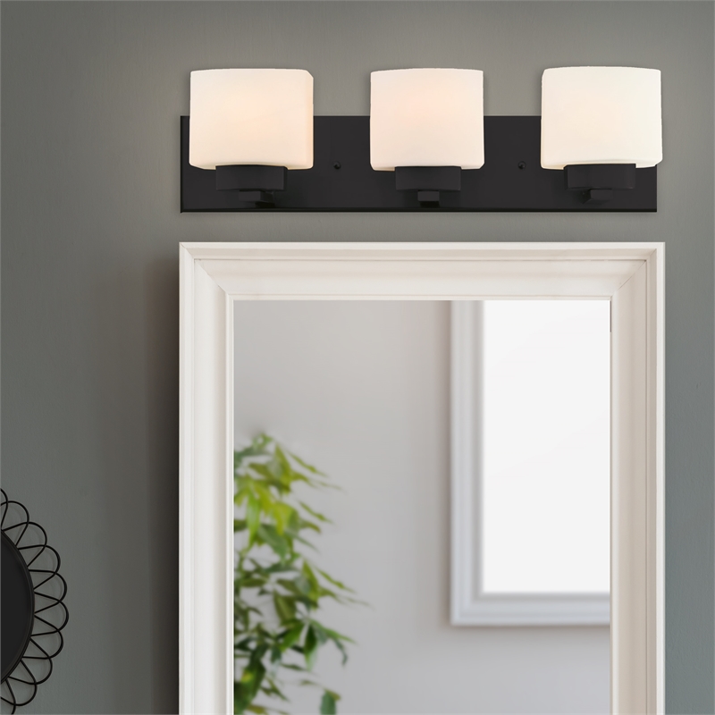 Bowery Hill 3-Light Stainless Steel Vanity Light in Matte Black
