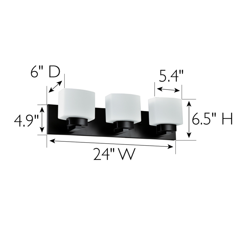 Bowery Hill 3-Light Stainless Steel Vanity Light in Matte Black