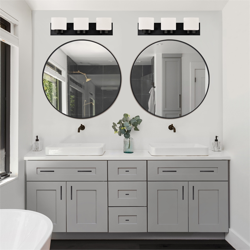 Bowery Hill 3-Light Stainless Steel Vanity Light in Matte Black