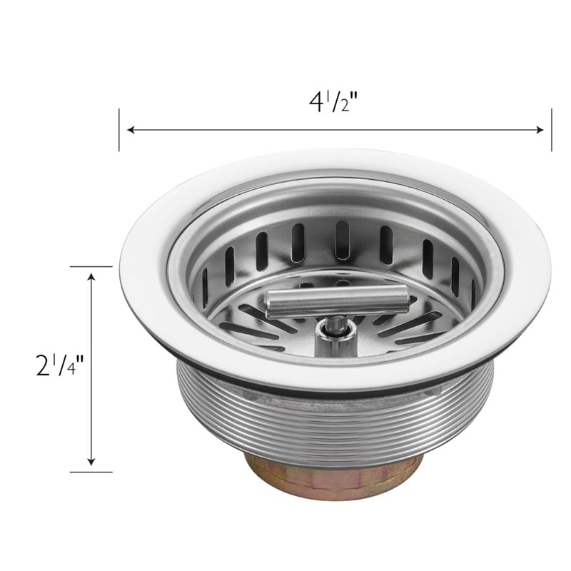 Bowery Hill Kitchen Sink Drain Strainer with T-Handle in Stainless Steel