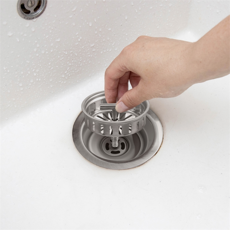 Bowery Hill Kitchen Sink Drain Strainer with T-Handle in Stainless Steel