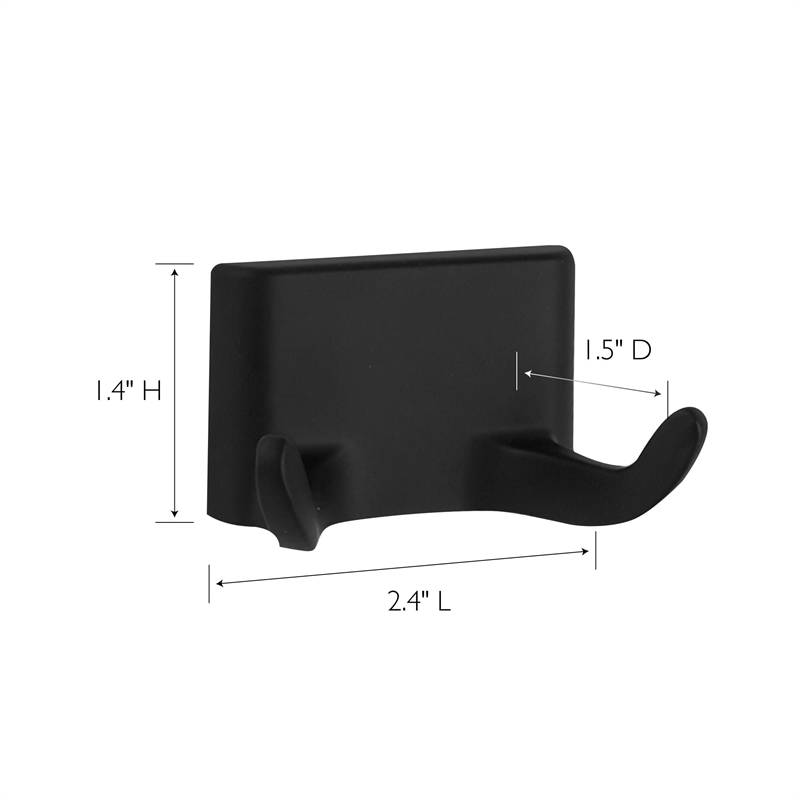Bowery Hill Aluminum and Zinc Double Robe Metal Hook in Matte Black
