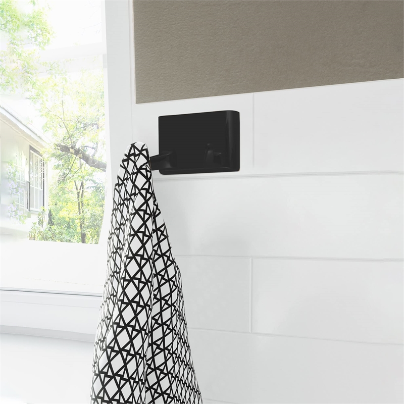 Bowery Hill Aluminum and Zinc Double Robe Metal Hook in Matte Black
