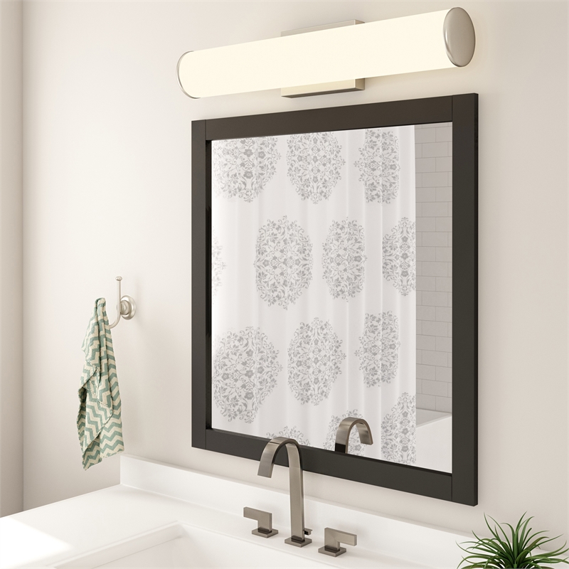 Bowery Hill 30-Inch Square Wood Bathroom Mirror in Matte Black