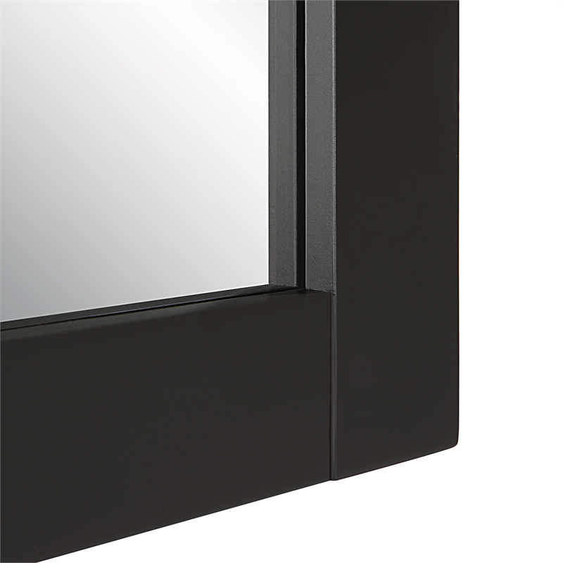 Bowery Hill 30-Inch Square Wood Bathroom Mirror in Matte Black