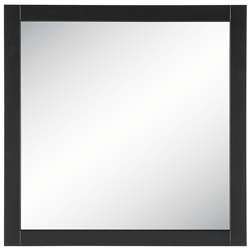 Bowery Hill 30-Inch Square Wood Bathroom Mirror in Matte Black