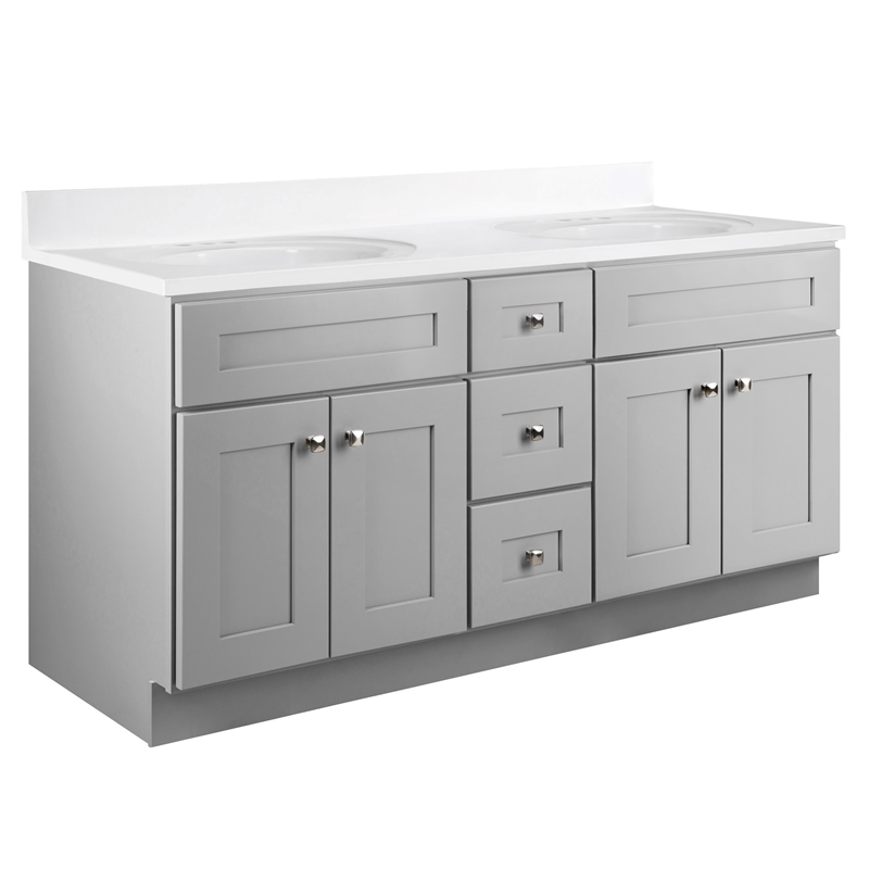 Bowery Hill 60-Inch Solid Wood Bathroom Vanity in Sherwin Williams Gray