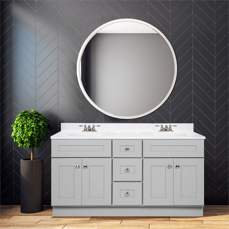 Bowery Hill 60-Inch Solid Wood Bathroom Vanity in Sherwin Williams Gray
