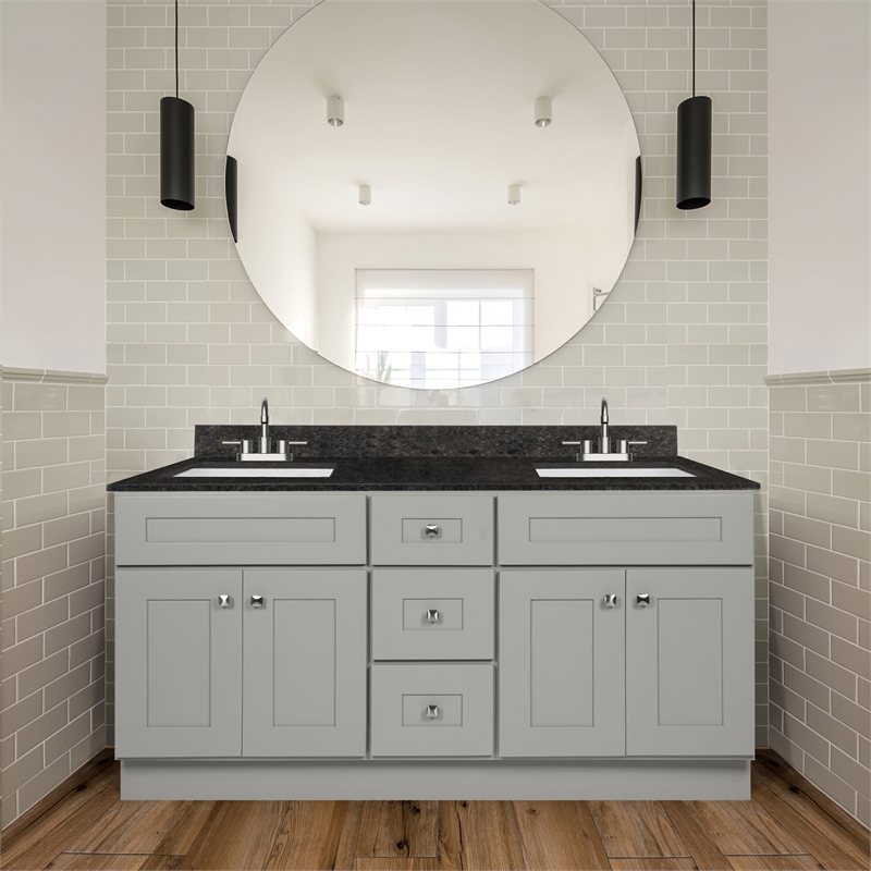 Bowery Hill 60-Inch Solid Wood Bathroom Vanity in Sherwin Williams Gray