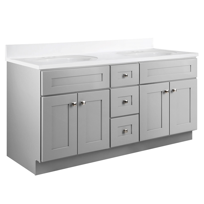 Bowery Hill 60-Inch Solid Wood Bathroom Vanity in Sherwin Williams Gray